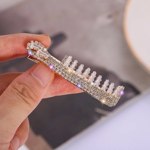 Pince à Cheveux en Strass Élégante en Alliage Barrettes Scintillantes Clip Latéral Géométrique Accessoire de Frange pour Femmes Bijoux de Cheveux Mode Coréenne