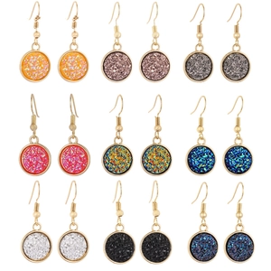 Orecchini a Cerchio Rotondi in Lega di Resina Druzy Scintillanti Orecchini Pendenti con Grappolo di Cristallo per Donna Gioielli Regalo
