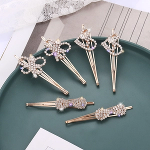 Elegante Legierung Haarklammern Mit Strass Koreanischer Stil Roségold Blume Herz Schleife Haarnadeln Für Damen Hochzeit Party