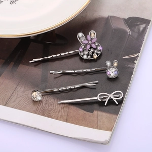 Barrettes en Alliage avec Strass Motif Lapin Fleur Noeud Papillon pour Femmes Filles Style Coréen Doux Accessoires Cheveux
