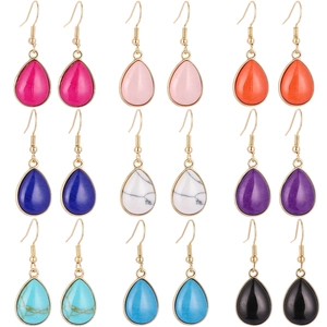 Koreaanse Mode Legering Waterdruppel Hanger Oorbellen Voor Vrouwen Zoete Minimalistische Hars Steen Haak Oorbellen Sieraden Cadeau