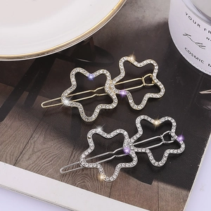 Eleganti Fermagli per Capelli Stella Fiore Strass Lega Oro Argento Scintillanti Traforati Clip Laterali Donna Festa Accessori