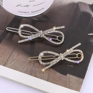 Pince à Cheveux Nœud en Strass Étincelant en Alliage Brillant Pince à Ressort Élégants Accessoires de Coiffure Décoratifs pour Femmes Fête Quotidienne