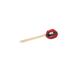 Barrette à cheveux lèvres rouges avec base en métal doré et finition en émail