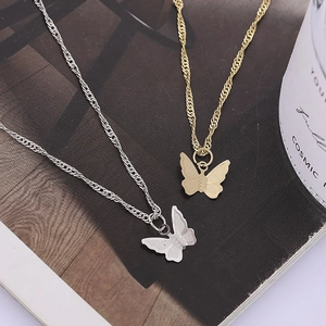 Minimalist Alloy Butterfly Pendant Necklace For Women Elegant Gold Silver Plated Clavicle Chain Daily Commute Jewelry Gift