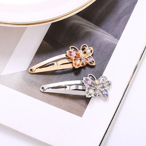 Pinza para el Cabello de Mariposa con Diamantes de Imitación Estilo Coreano Mujer Aleación de Zinc Hueca Plata BB Clip