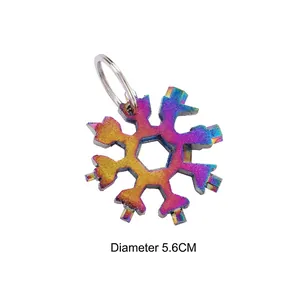 Rainbow 18-in-1 snowflake multi-tool wrench with 5.6cm diameter and stainless steel finish