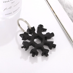 18-in-1 black snowflake multi-tool with integrated wrench, screwdriver, and bottle opener