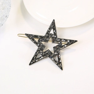 Set di fermagli per capelli a forma di stella con strass grigi e base dorata