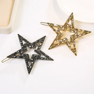 Elegante Fermaglio per Capelli a Forma di Stella con Strass in Stile Coreano Clip Laterale Svuotata in Lega per Donna Accessori Capelli Festa