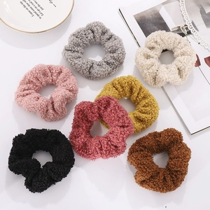 Women Faux Lamb Wool Scrunchies Teddy Velvet Large Hair Ties Soft Elastic Hair Bands Autumn Winter Plush Hair Accessories