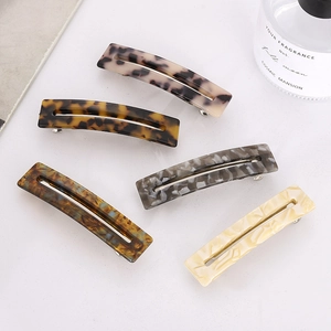 5-piece set of geometric tortoiseshell acetate hair clips with stylish hollow design