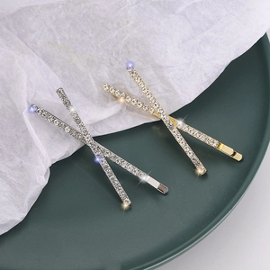 Elegant X-Shape Zinc Alloy Rhinestone Hair Clips For Women Gold Silver Electroplated Minimalist Geometric Headwear Accessories