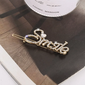 Elegant Smile Letter Hair Clip Alloy Rhinestone Artificial Pearl Heart Hairpin Bobby Pin For Women Party Fashion Hair Accessories