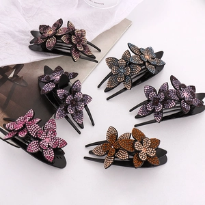 Eleganter Haarschmuck Im Koreanischen Stil Für Damen Kunstharz Blumen Haarspangen Mit Strass Glitzernde Florale Haarnadeln