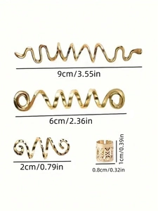 Forcine a spirale celtiche dorate di varie dimensioni con specifiche dettagliate delle misure