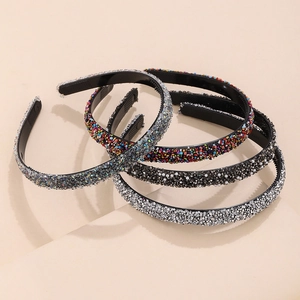 Western Fashion Rhinestone Hairband Thin Simple Anti Slip Headband With Crystal Multicolor Beads Imitation Artificial Pearl For Women Party Daily Hair Accessories