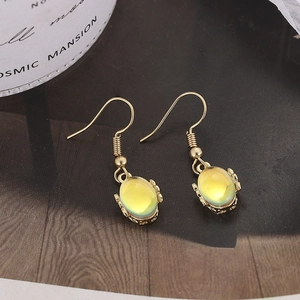 Elegant gradient drop earrings with gold hooks and yellow translucent resin stones