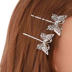Vintage Zilveren Vlinder Haarklem Minimalistische Metalen Zijclip Mode Haarsieraden Accessoires Voor Dames