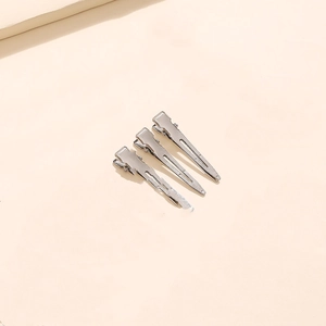 Three-piece set of elegant silver metal hollow out duckbill hair clips for women