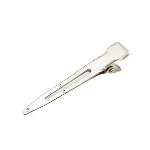 Sleek silver metal duckbill hair clip with hollow groove design for DIY hair styling accessories
