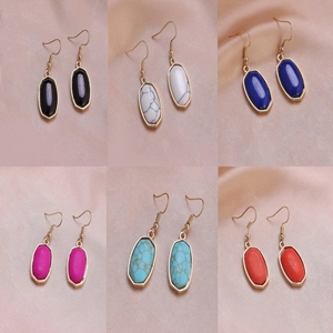 Vintage Alloy Marble Pattern Geometric Hook Earrings For Women Simple Gold Plated Resin Inlaid Dangle Earrings Fashion Jewelry