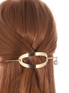Eleganter Haarnadel-Set aus Goldmetall mit weißem Perlenanhänger für Damenfrisuren