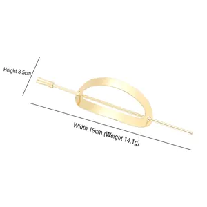 Épingle à cheveux minimaliste dorée avec cage ovale, 19 cm pour des chignons élégants