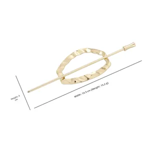 Gold wavy oval metal hair pin for women with 14.5cm width and minimalist design