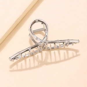 Molletta per capelli vintage in metallo argento con motivo a bambù e design elegante