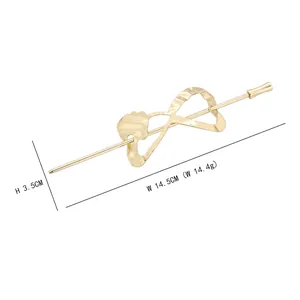 Épingle à cheveux élégante en métal doré avec symbole infini et texture ondulée pour femme