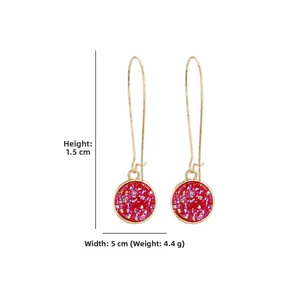 Orecchini a goccia in resina druzy colorata con ganci dorati, misura 1,5 cm x 5 cm