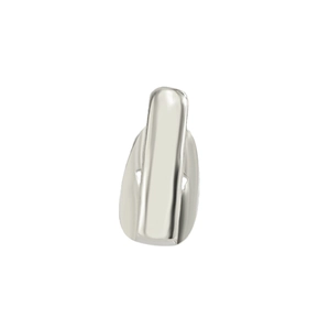 Grillz à dent unique en métal argenté poli avec un design rectangulaire minimaliste