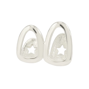 Grillz hip hop en argent poli avec doubles dents creuses et motif d'étoile découpée