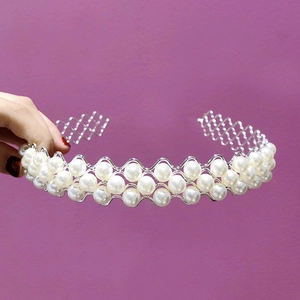 Mode Einfach Metallnetz Künstliche Perle Haarreif Elegant Doppelreihige Künstliche Perlenimitat Kopfband Für Damen Täglich Party Haarschmuck