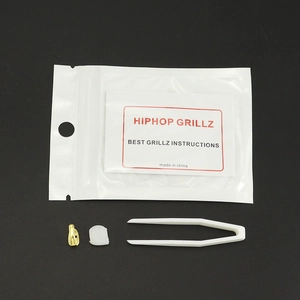 Set de grillz dentaire simple en or hip hop avec barre de moulage et pince à épiler