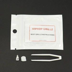 Kit grillz dentaire unique argenté hip hop avec barre de silicone et pincettes