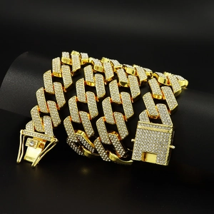 Hip Hop Iced Out Panzerkette Halskette Armband Legierung Strass Pflastern Breiter Choker Für Damen Herren Mode Schmuck Zubehör
