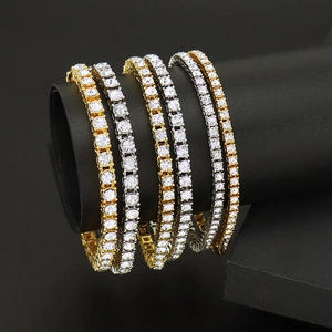 Pulseras tenis clásicas en plata y oro con brillantes piedras de circonita cúbica