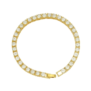 Clásica pulsera tennis de 4mm en oro con circonitas redondas y cierre de joya desplegable