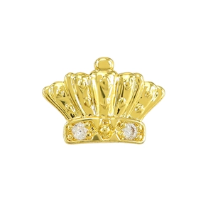 Grillz dentale a corona d'oro stile Hip-hop con due cristalli chiari su bianco