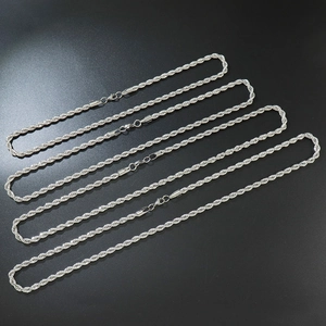 Classic 5mm silver stainless steel rope chain necklaces with secure lobster clasps