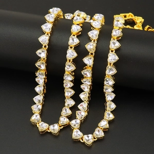 Luxury Alloy Heart Shaped Rhinestone Tennis Necklace For Women Men Trendy Clavicle Chain Party Hip Hop Jewelry Accessory Gift