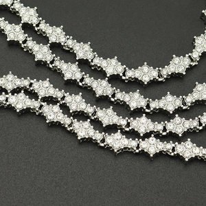 Collier tennis argenté de 6mm avec motifs de fleurs en diamants pour hommes et femmes
