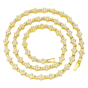 Luxurious 6mm golden floral tennis necklace with sparkling cubic zirconia flower links