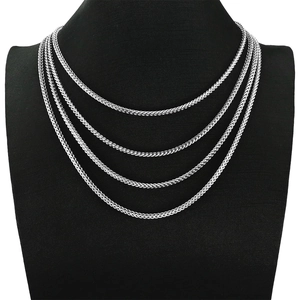3mm Edelstahl Franco-Weizenkette Halsketten-Set in Silber für mehrlagiges Hip-Hop-Styling