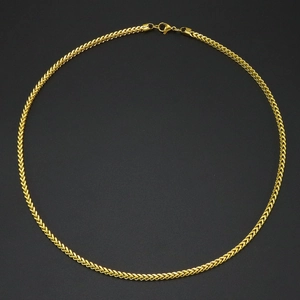 Goldene 3mm Franco-Gliederkette aus Edelstahl mit sicherem Karabinerverschluss für Herren