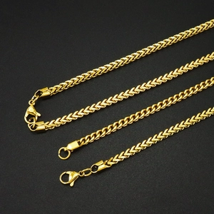 3mm Gold Franco Weizenkette Halskette für Herren mit Karabinerverschluss in drei Dicken
