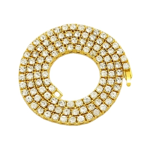 Collana Tennis Hip Hop in Lega con Fila Singola di Strass per Uomo Donna Placcata Oro Argento Gioielli di Moda Personalizzati