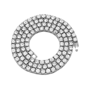 Classica collana tennis da 5 mm color argento con scintillanti cristalli rotondi